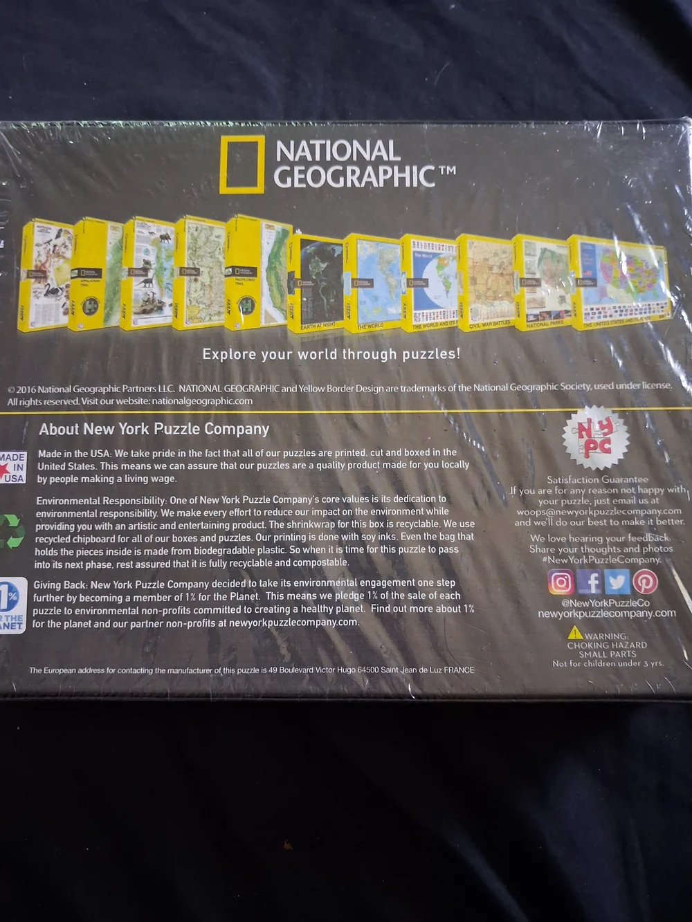 National Geographic Puzzle Box — Black & Yellow Packaging